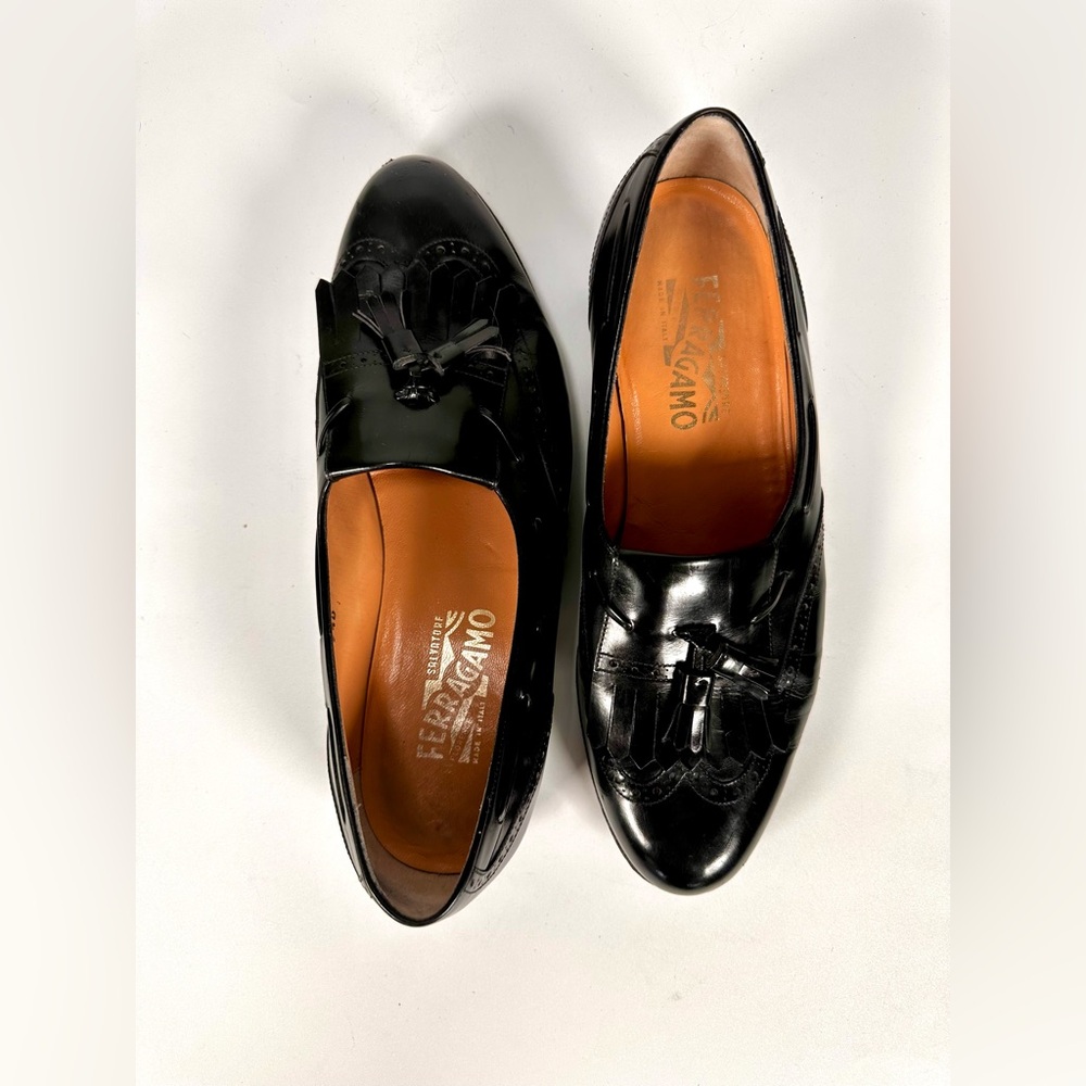 Salvatore Ferragamo Men’s Bordoux Wingtop Kiltie Tassel Designers Loafers - Picture 9 of 11